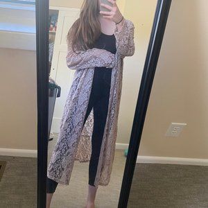 Cute Fall Flowy Boho Lace Fall Duster Long Cardigan